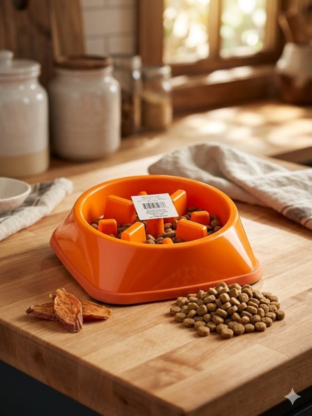 Gorilla Grip Orange Slow Feeder Pet Bowl 1 Cup Dog Bowl